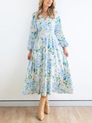 Robe à imprimé floral et taille froncée 