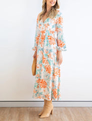 Robe à imprimé floral et taille froncée 