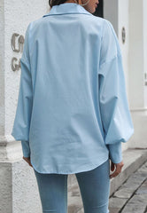 Polo uni à manches bouffantes 