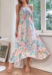 Robe dos nu à imprimé floral multicolore