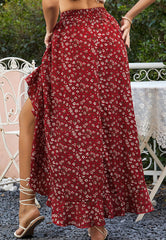 Jupe asymétrique imprimée taille haute
