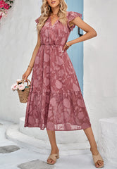 Robe à manches papillon à motif floral