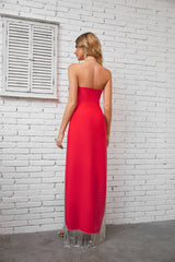 Robe bandage maxi à franges et épaules dénudées Alayna