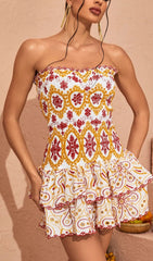 Robe mini bustier à volants