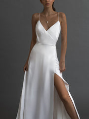 Robe de soirée dos nu sans manches à col en V 