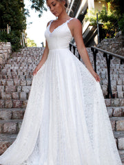 Robe en dentelle dos nu à col en V 