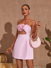 Robe mini bustier à découpes
