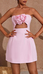 Robe mini bustier à découpes