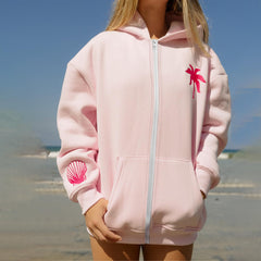 Sweat-shirt oversize à manches longues et fleurs