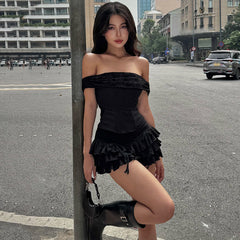 Robe mini bandeau à volants