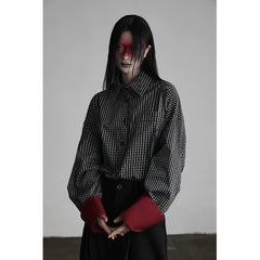 Chemise noire à rayures color-block et poignets oversize