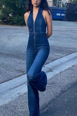 combinaison en jean slim style rétro