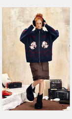 Pull oversize zippé à imprimé chiot