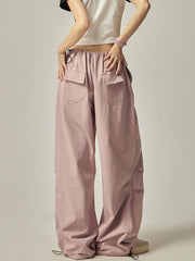 Pantalon cargo rose à jambes larges