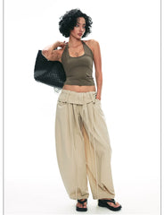 Pantalon à jambes larges et à taille haute