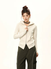 Gilet cardigan à capuche et double fermeture éclair 