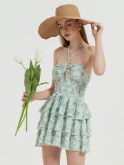 Robe mini bustier à laçage à la taille