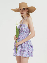 Robe mini bustier à laçage à la taille