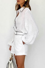 costume d'été à manches longues en coton et lin