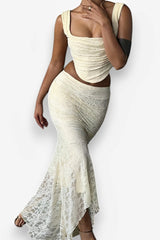 robe deux pièces en dentelle à jupe sirène