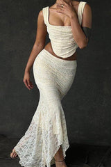 robe deux pièces en dentelle à jupe sirène