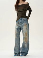 Jean baggy bleu délavé à jambes larges
