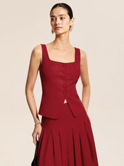 Ensemble gilet sans manches à taille tridimensionnelle et jupe