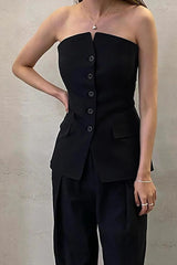 Gilet long noir sans manches