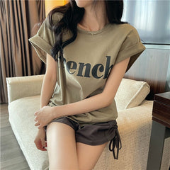 T-shirt ample à manches courtes et épaules tombantes