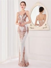 Robe de soirée sirène scintillante 