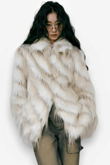 manteau rétro en imitation fourrure de renard