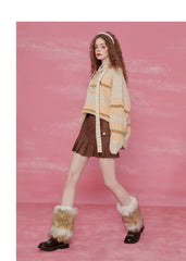Pull en mohair à rayures roses