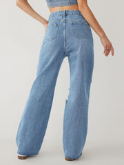 Pantalon en jean slim taille haute 
