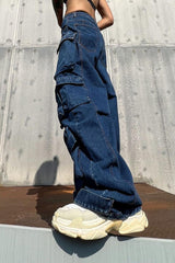 Pantalon parachute en denim ample