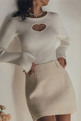 Pull court en maille ajourée Love
