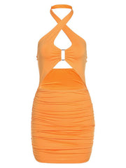 Robe à bretelles unie à décolleté en V profond 