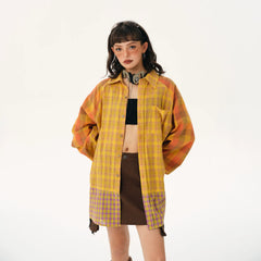 Chemise oversize à carreaux jaunes