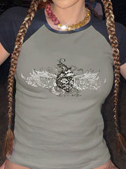 T-shirt à imprimé abstrait rétro 