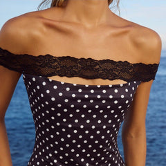 Robe bandeau mini en dentelle à pois