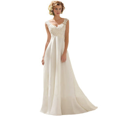 Robe de soirée de mariage romantique et charmante en dentelle et tulle à col en V 