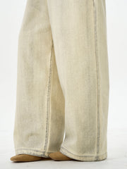 Pantalon large crème brodé