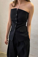 Gilet long noir sans manches
