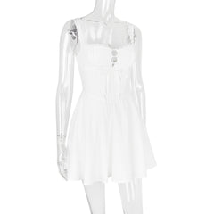 Robe unie à bretelles en dentelle et dos nu