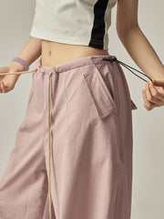 Pantalon cargo rose à jambes larges