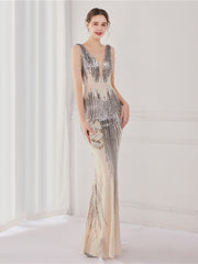 robe de soirée à bretelles et sequins 