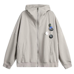 Manteau gris à capuche zippée