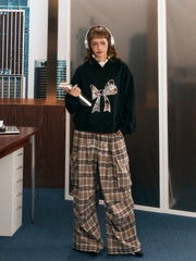 Sweat à capuche oversize à nœud en dentelle