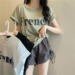T-shirt ample à manches courtes et épaules tombantes