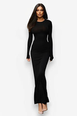 Robe longue sirène moulante à manches longues