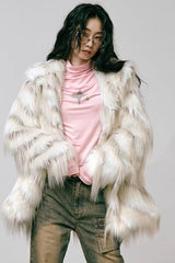 manteau rétro en imitation fourrure de renard